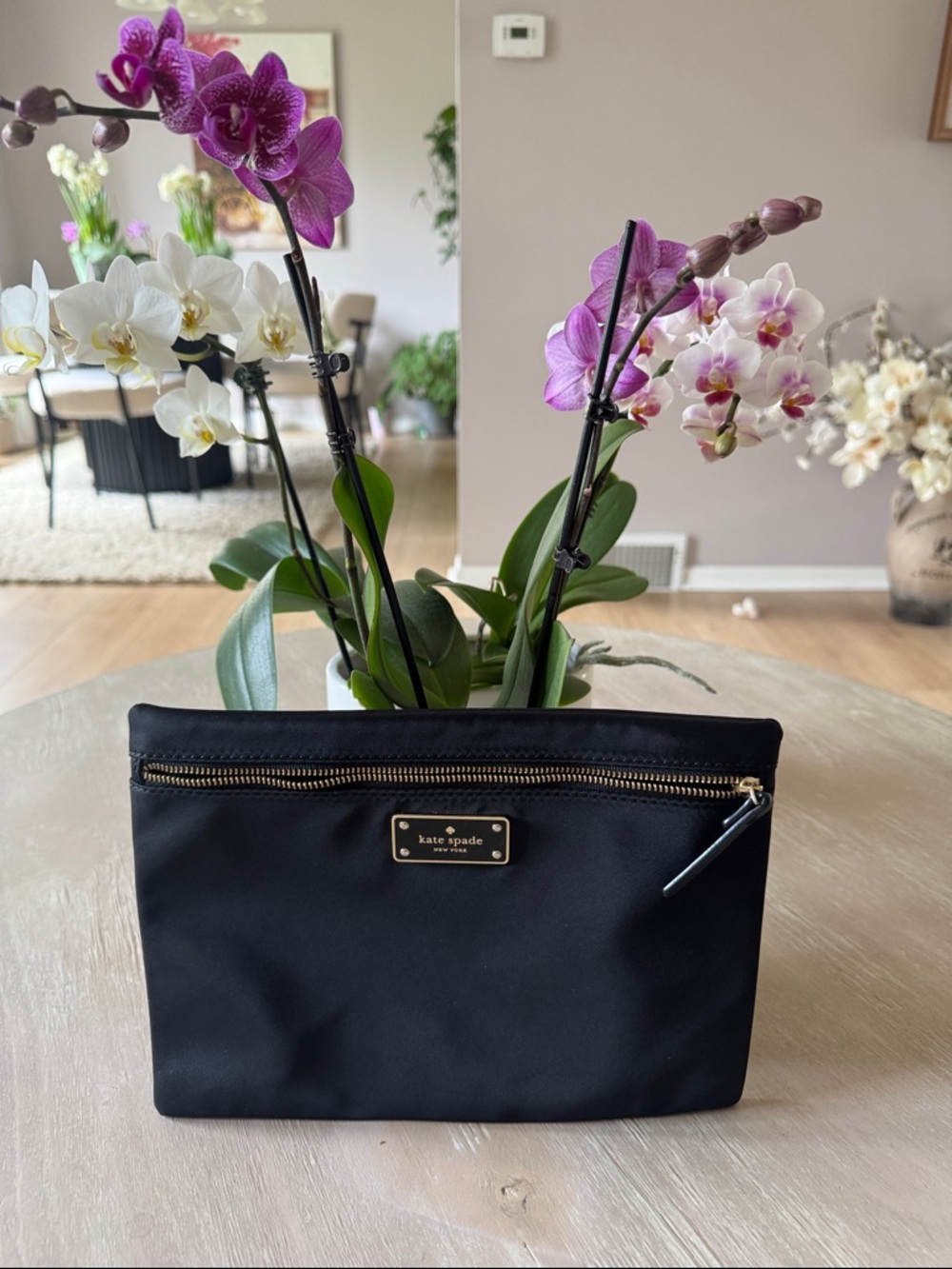 NWOT Kate Spade Large Drewe Pouch Nylon Wilson Road Black Cosmetic Makeup Bag
